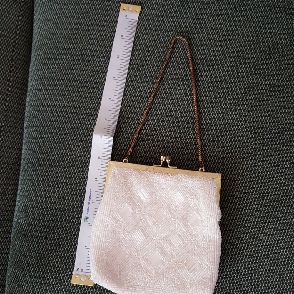 Small white/ivory beaded evening bag